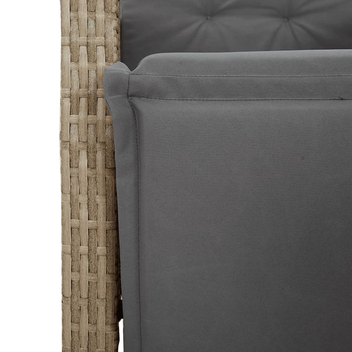 spisebordssæt til haven 5 dele med hynder polyrattan beige