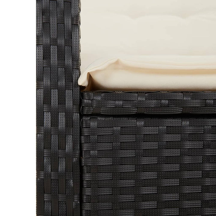 spisebordssæt til haven 5 dele med hynder polyrattan sort