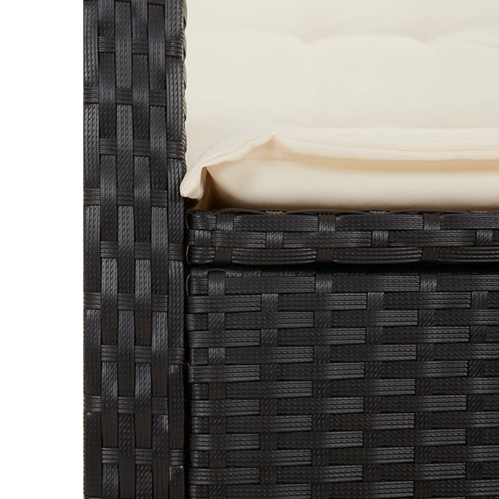 spisebordssæt til haven 5 dele med hynder polyrattan sort