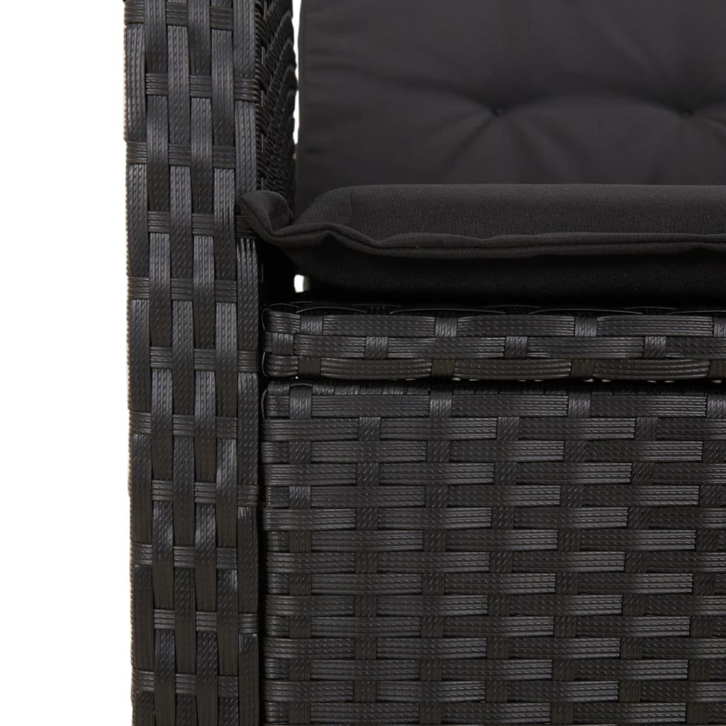 spisebordssæt til haven 5 dele med hynder polyrattan sort