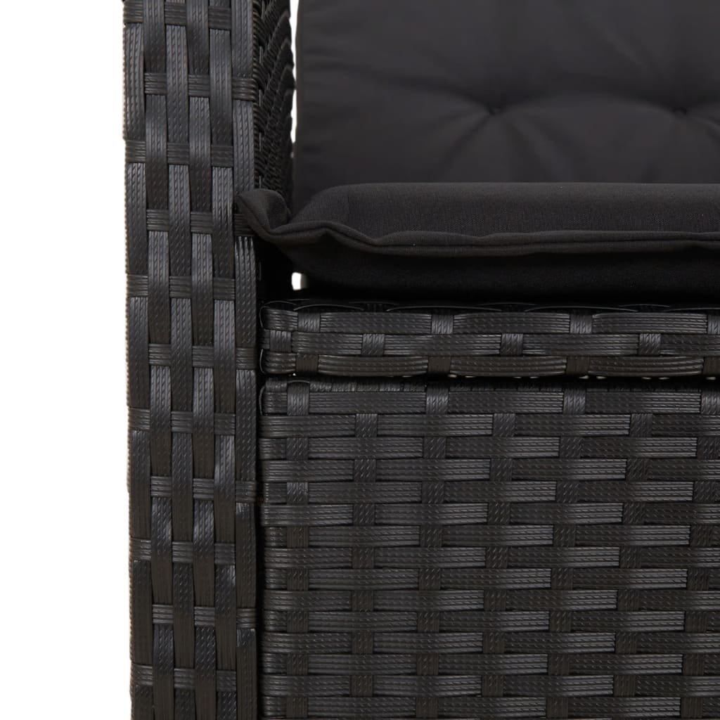 spisebordssæt til haven 5 dele med hynder polyrattan sort