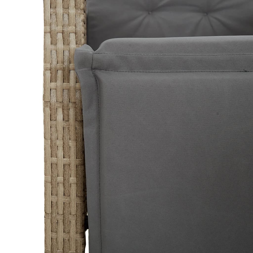 spisebordssæt til haven 7 dele med hynder polyrattan beige
