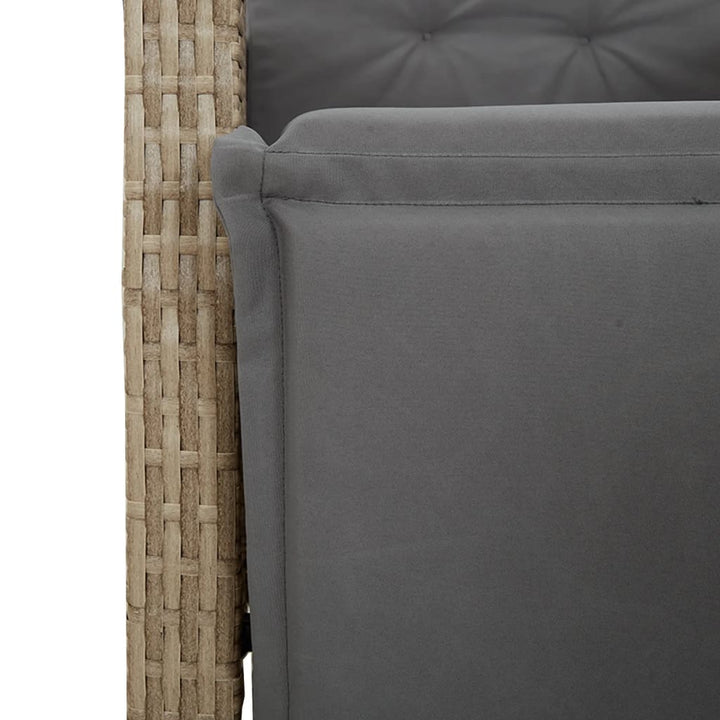 spisebordssæt til haven 7 dele med hynder polyrattan beige