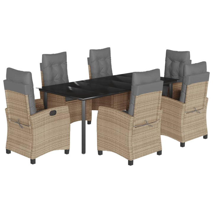 spisebordssæt til haven 7 dele med hynder polyrattan beige