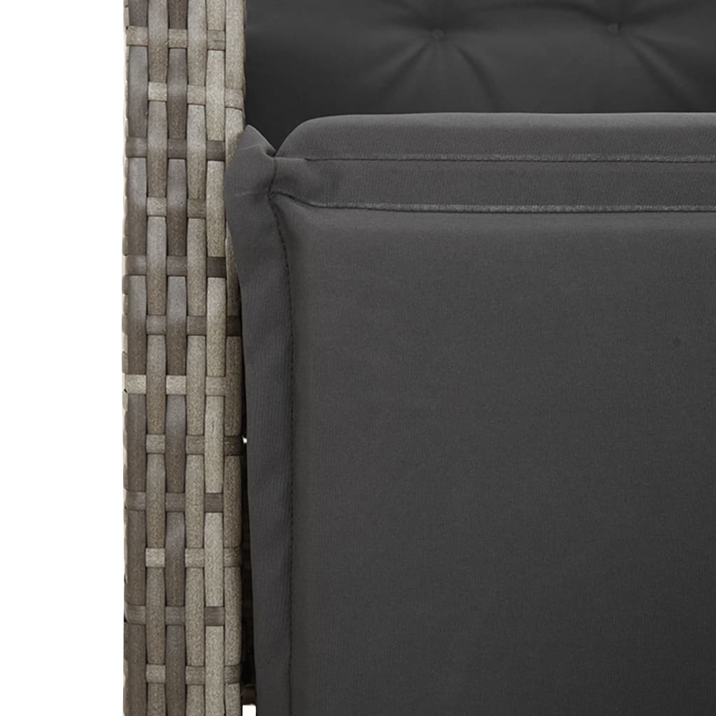 spisebordssæt til haven 3 dele med hynder polyrattan grå