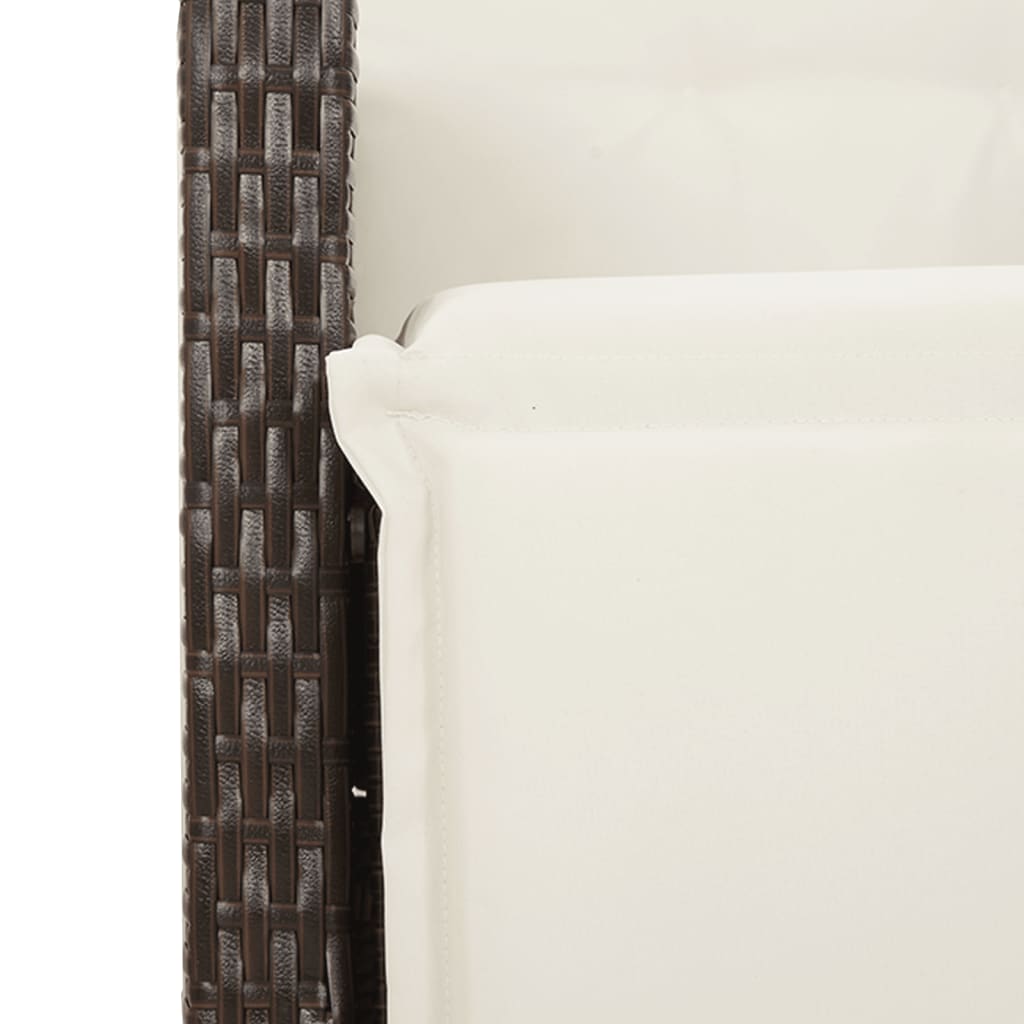 spisebordssæt til haven 7 dele med hynder polyrattan brun