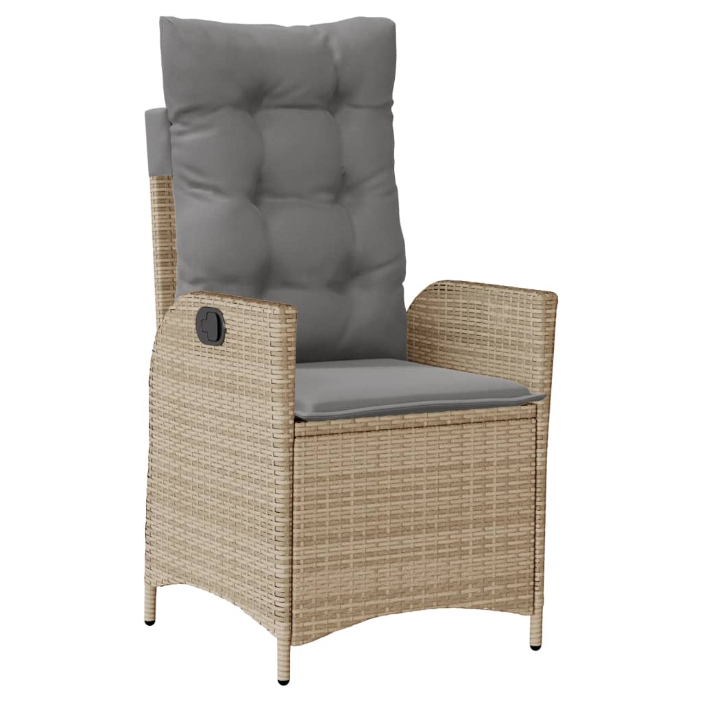 spisebordssæt til haven 7 dele med hynder polyrattan beige