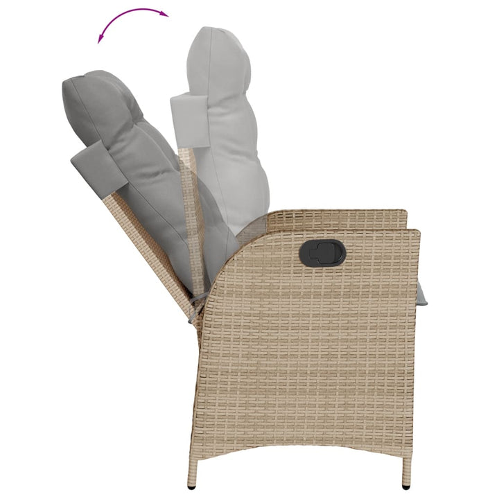 spisebordssæt til haven 7 dele med hynder polyrattan beige