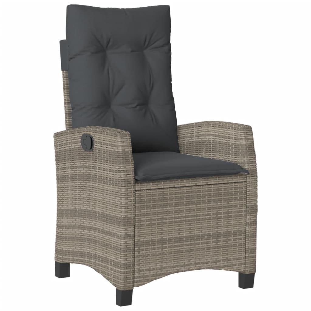 spisebordssæt til haven 5 dele med hynder polyrattan grå