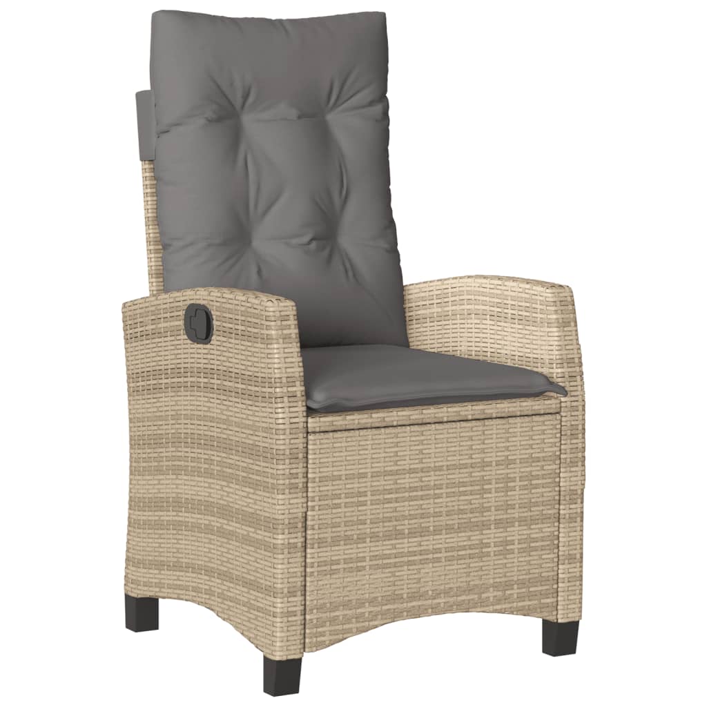 spisebordssæt til haven 3 dele med hynder polyrattan beige