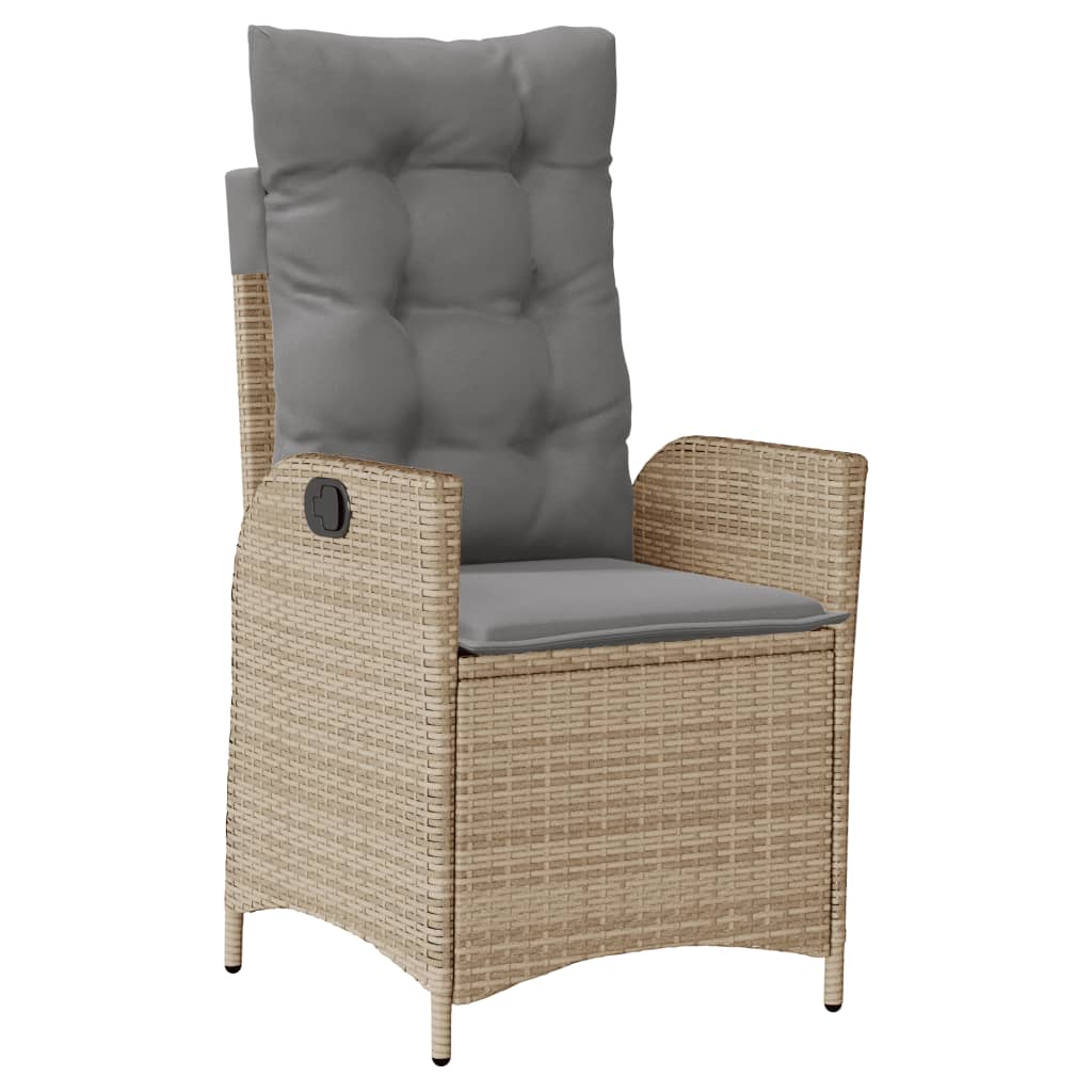 spisebordssæt til haven 5 dele med hynder polyrattan beige