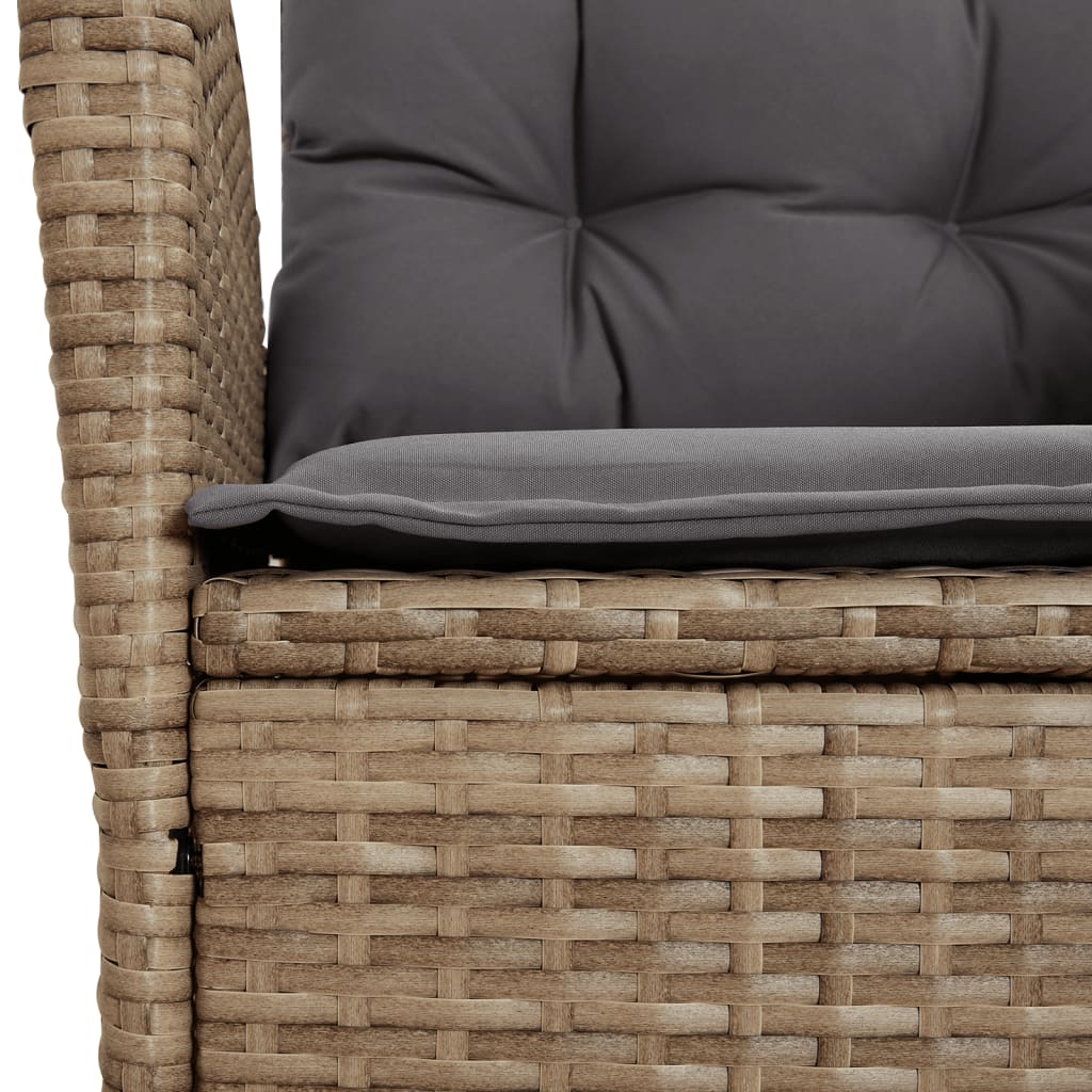 spisebordssæt til haven 5 dele med hynder polyrattan beige