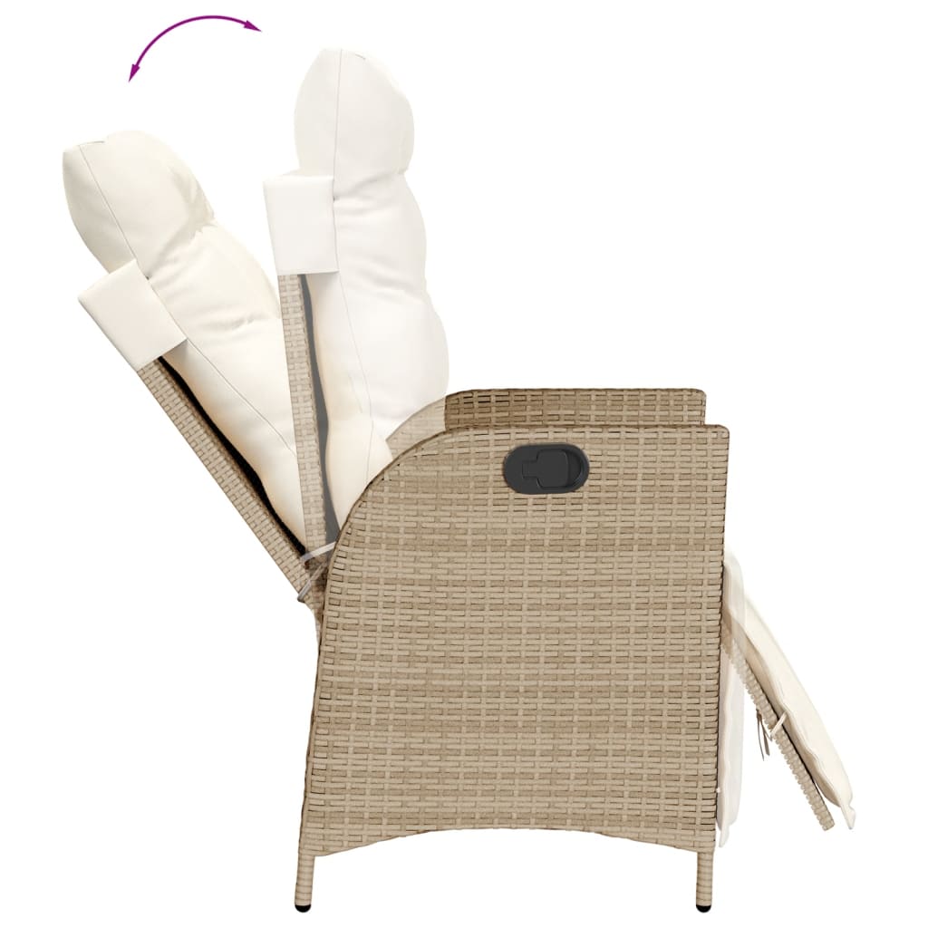 spisebordssæt til haven 7 dele med hynder polyrattan beige