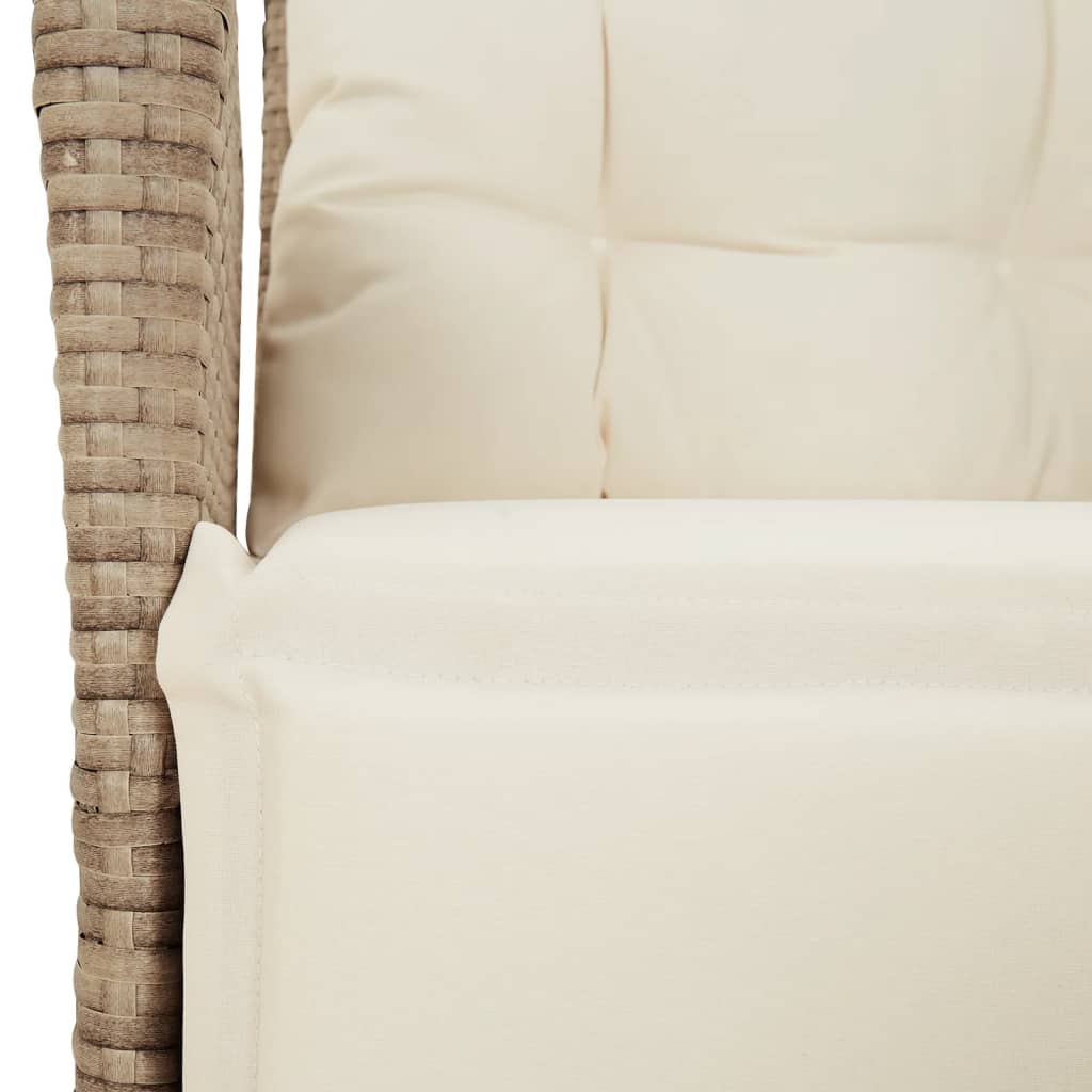 spisebordssæt til haven 7 dele med hynder polyrattan beige