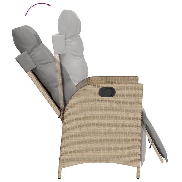 spisebordssæt til haven 9 dele med hynder polyrattan beige