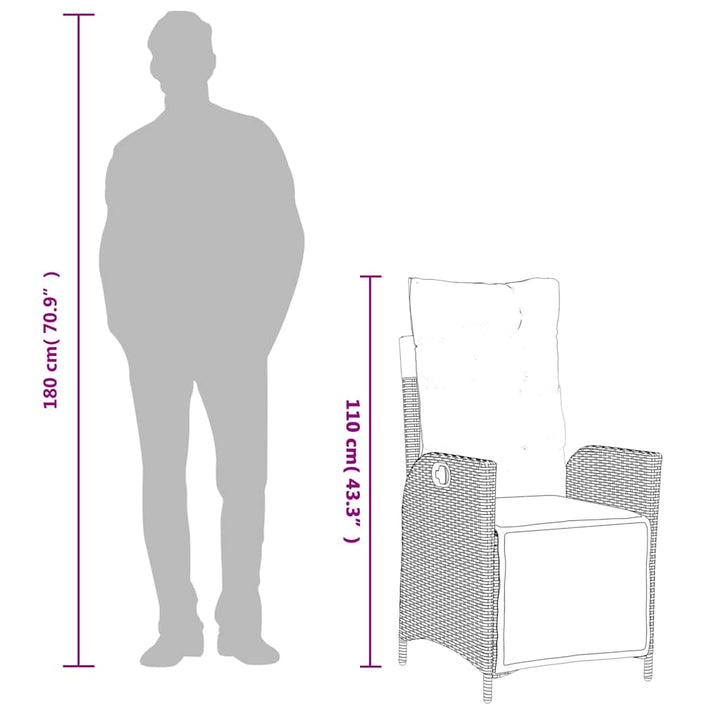 spisebordssæt til haven 9 dele med hynder polyrattan beige