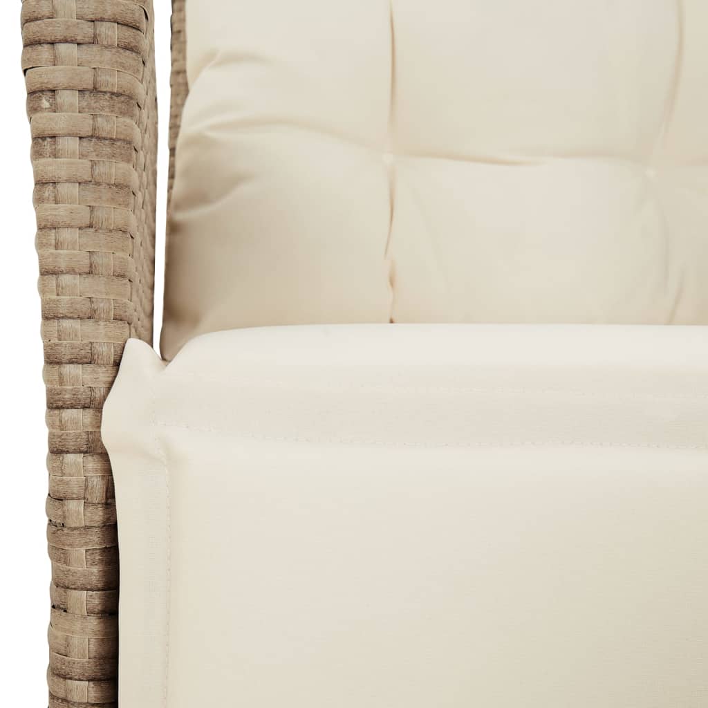 spisebordssæt til haven 5 dele med hynder polyrattan beige