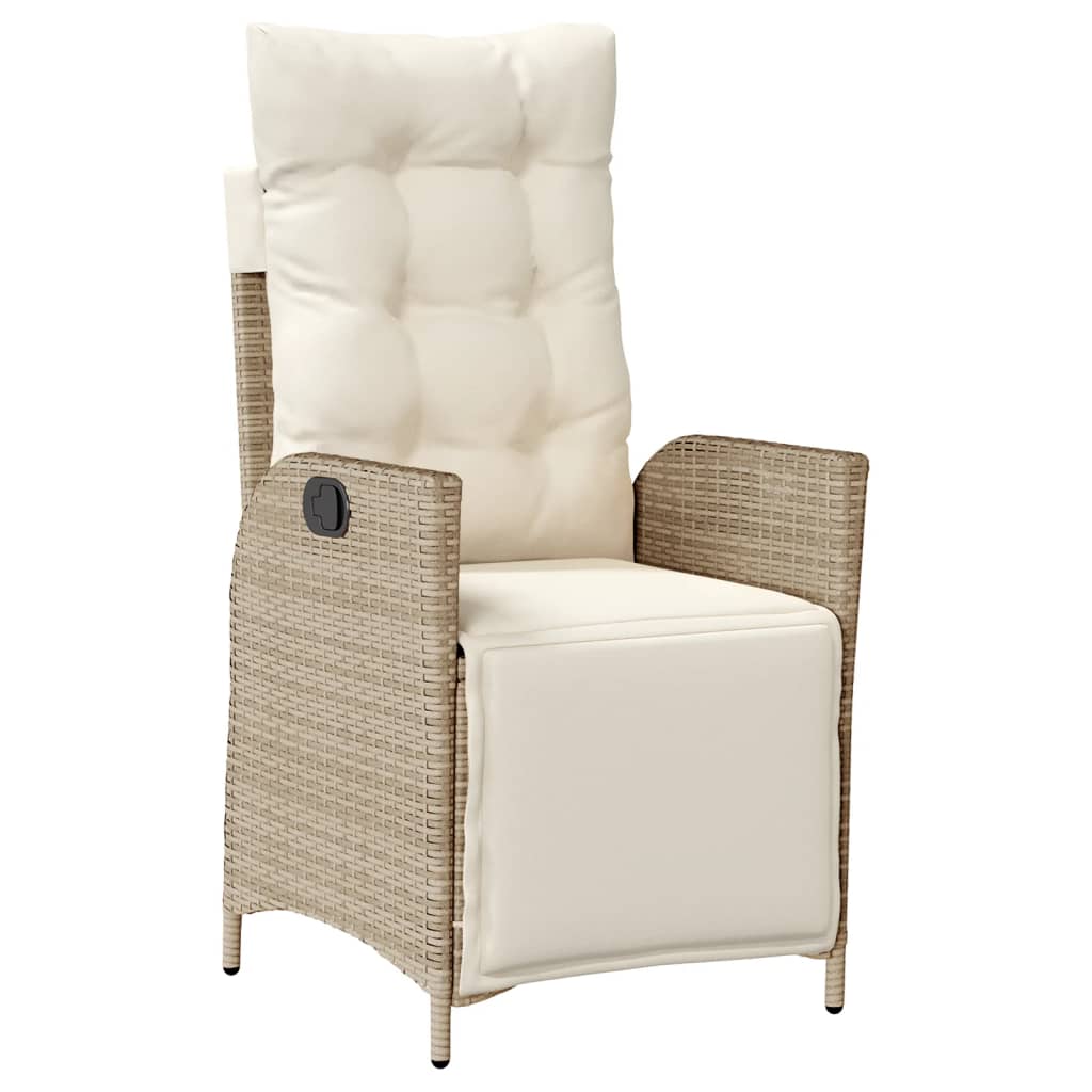 spisebordssæt til haven 7 dele med hynder polyrattan beige