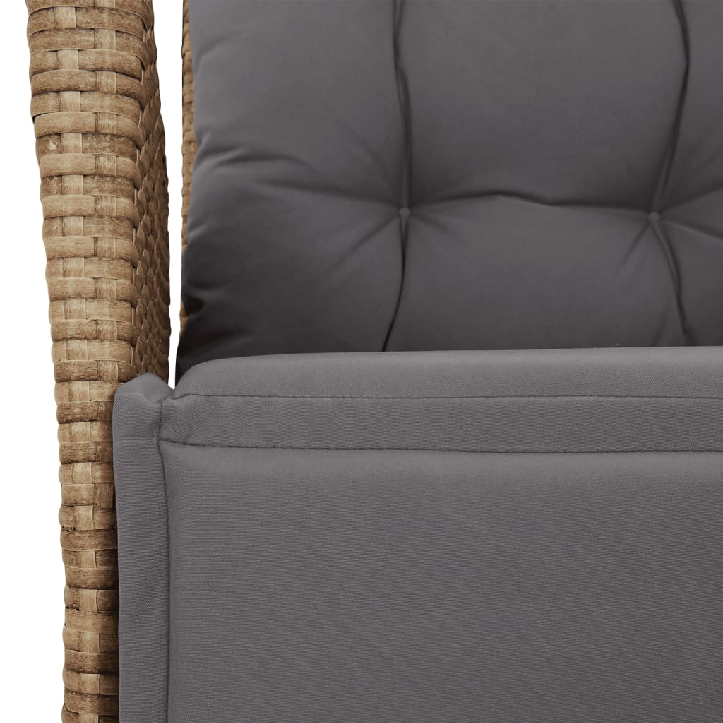 spisebordssæt til haven 5 dele med hynder polyrattan beige