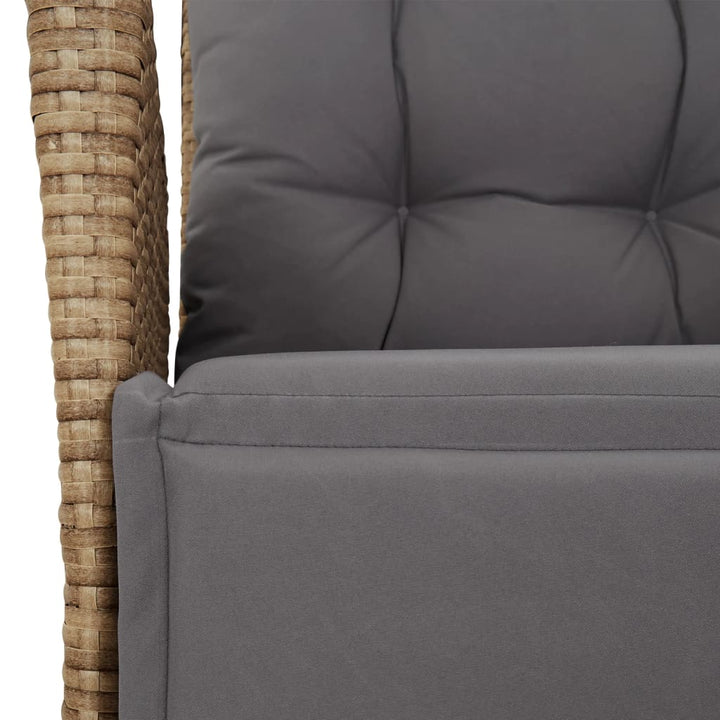 spisebordssæt til haven 7 dele med hynder polyrattan beige