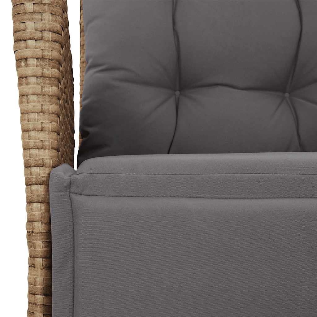 spisebordssæt til haven 9 dele med hynder polyrattan beige