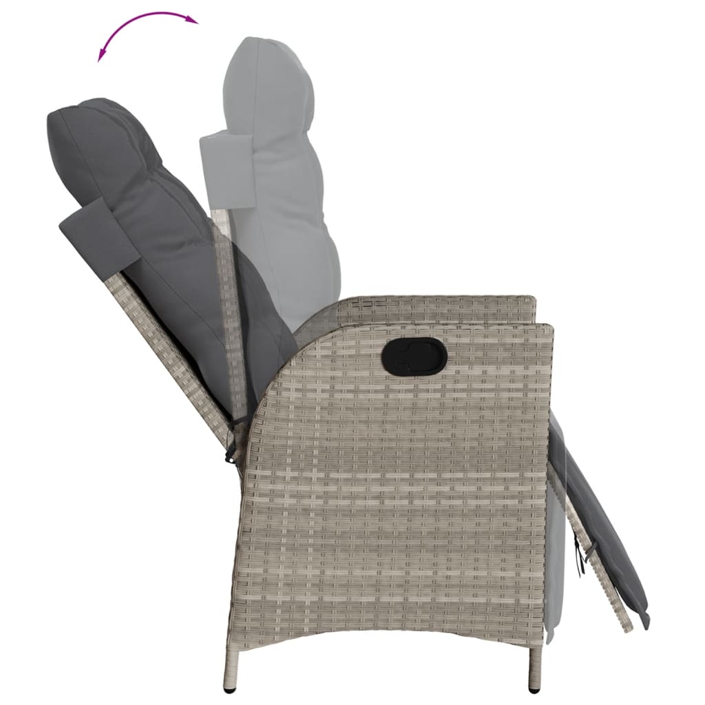 spisebordssæt til haven 7 dele med hynder polyrattan lysegrå