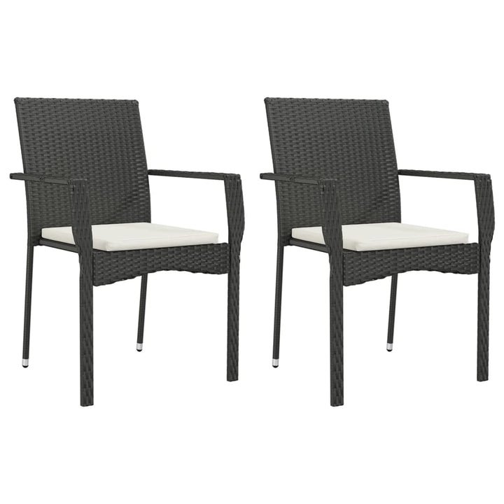 spisebordssæt til haven 7 dele med hynder polyrattan sort