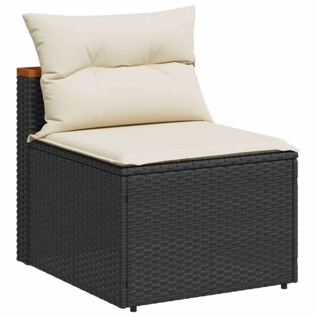 sofasæt til haven 5 dele med hynder polyrattan akacietræ sort