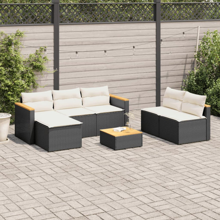 sofasæt til haven 5 dele med hynder polyrattan akacietræ sort