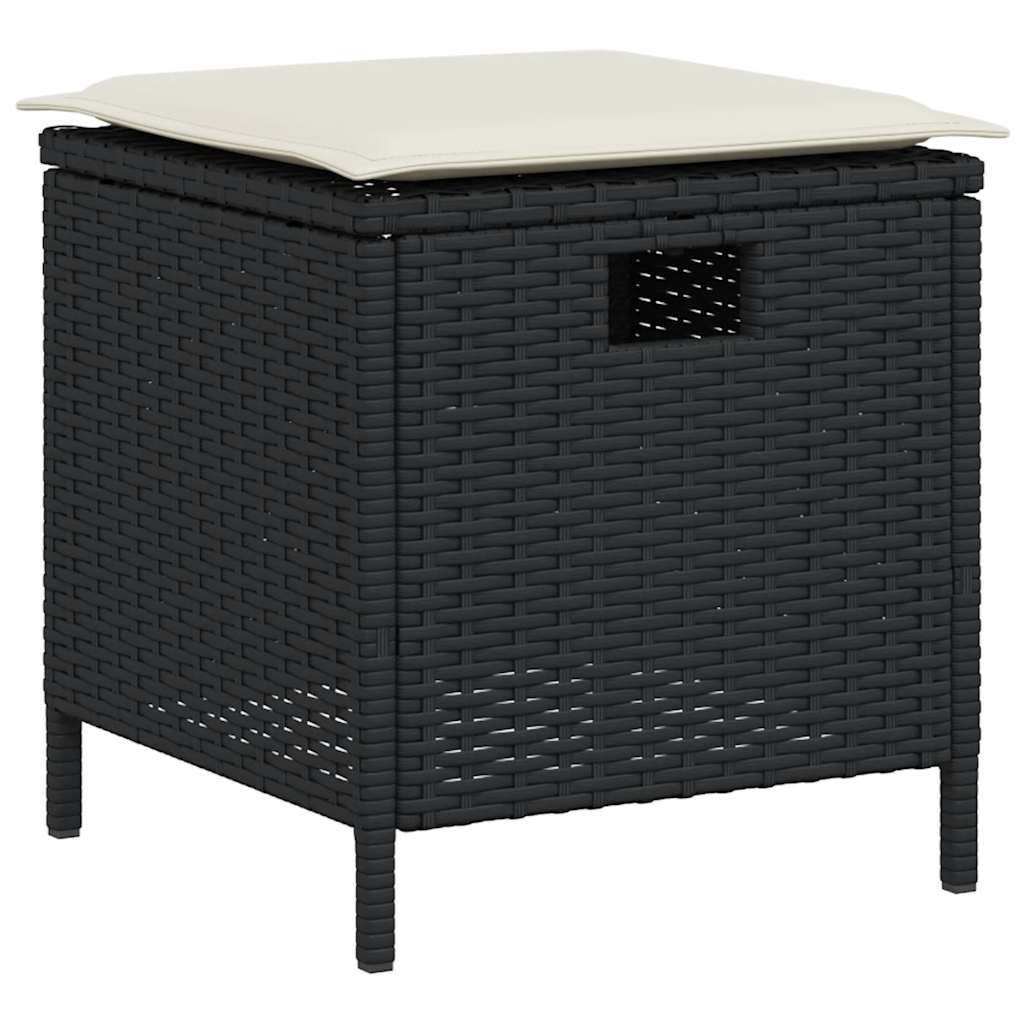 sofasæt til haven 6 dele med hynder L-formet polyrattan sort