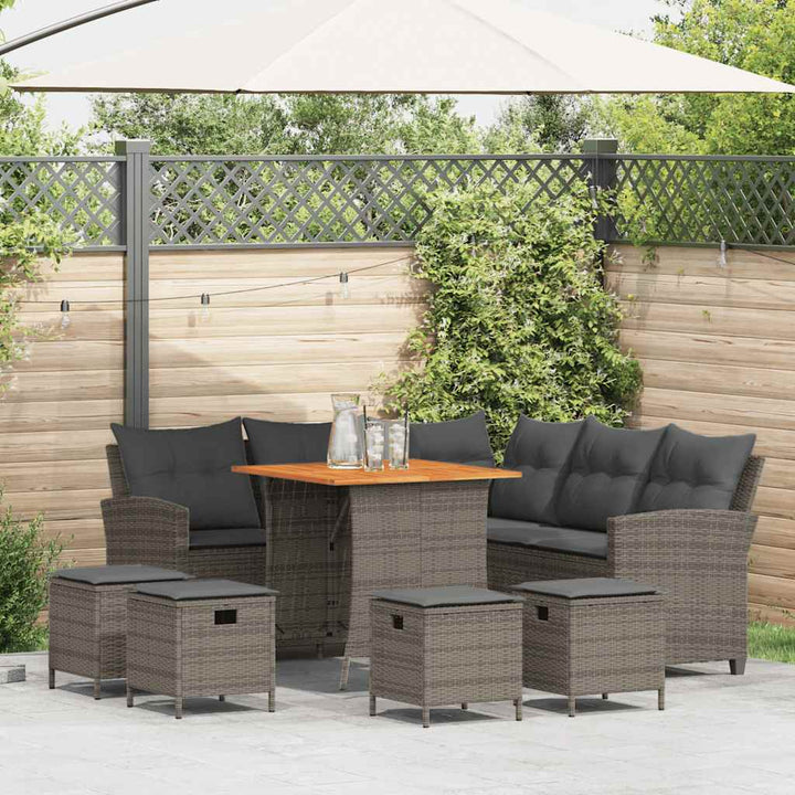 sofasæt til haven 6 dele med hynder L-formet polyrattan grå