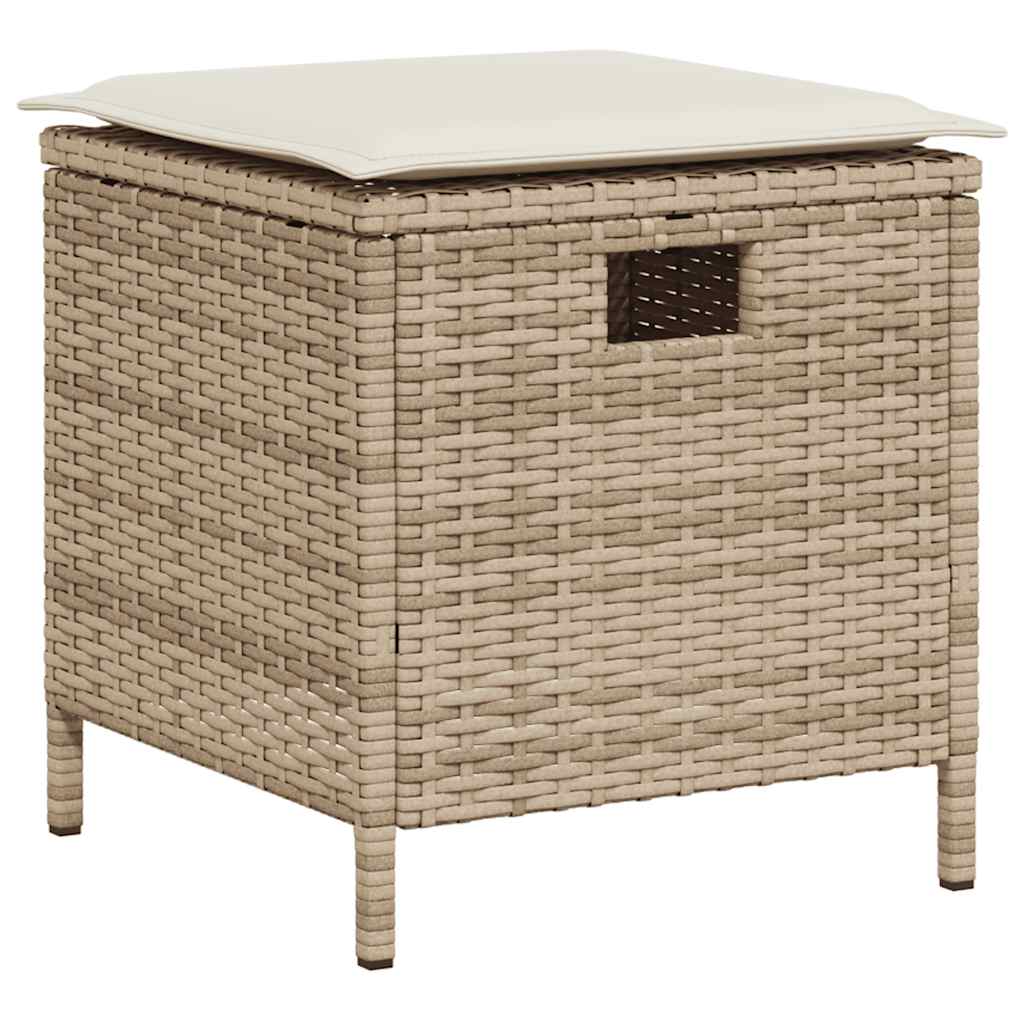 sofasæt til haven 6 dele med hynder L-formet polyrattan beige