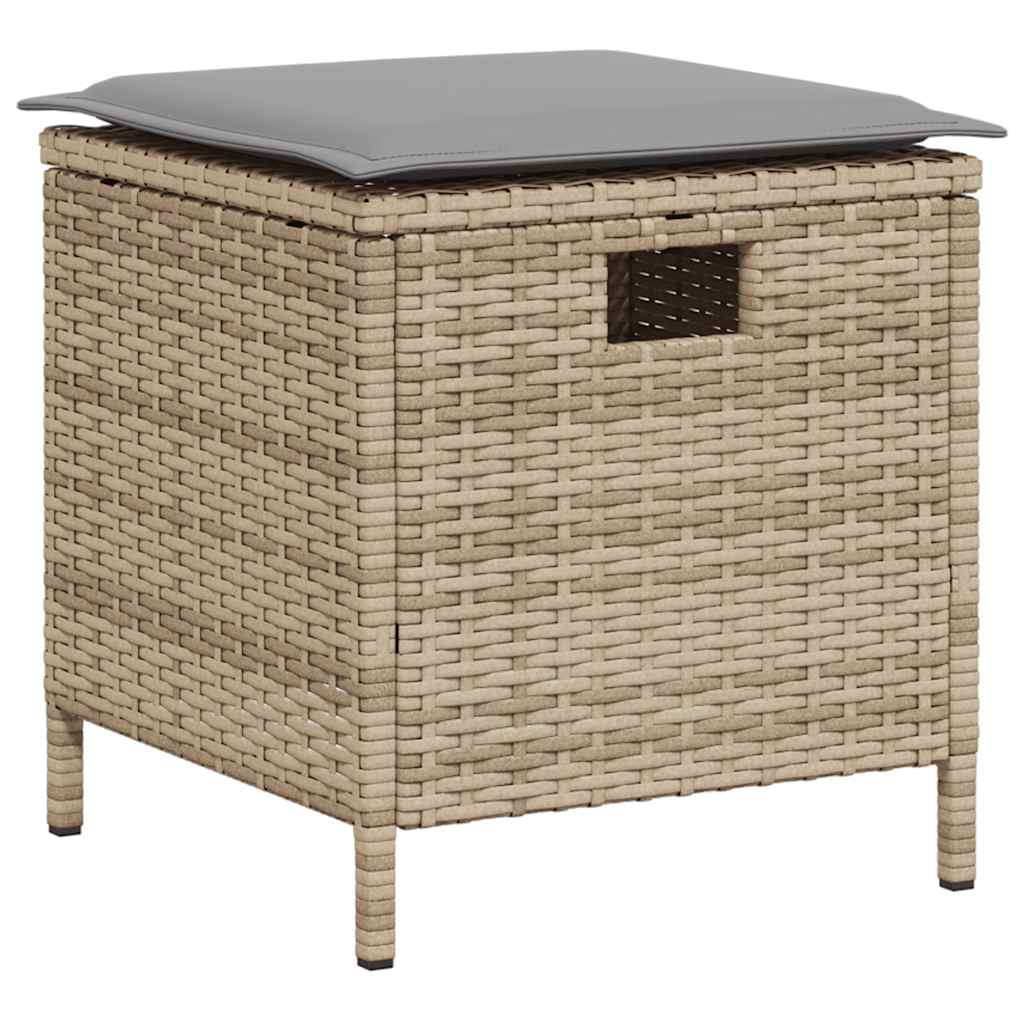 sofasæt til haven 6 dele med hynder L-formet polyrattan beige