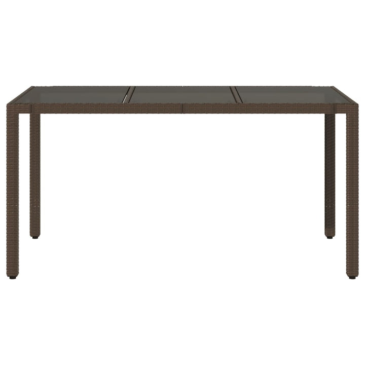 havebord med glastop 150x90x75 cm polyrattan brun