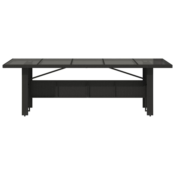 havebord med glastop 240x90x75 cm polyrattan sort