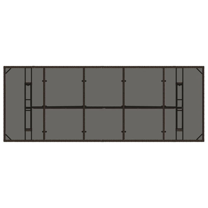 havebord med glastop 240x90x75 cm polyrattan brun