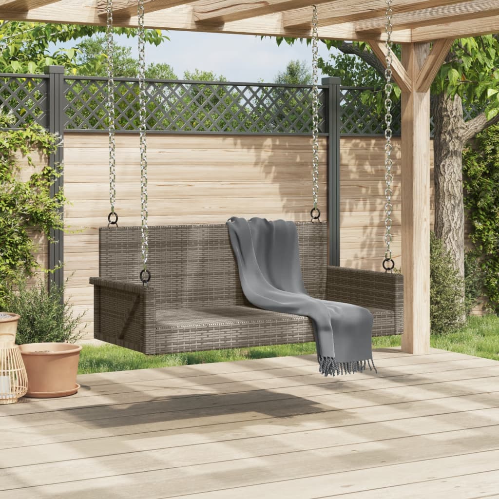 gyngebænk 119x56x48 cm polyrattan grå