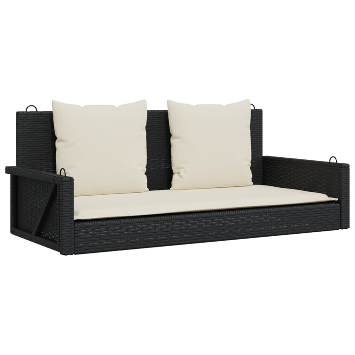 gyngebænk med hynder sort 119x56x48 cm polyrattan