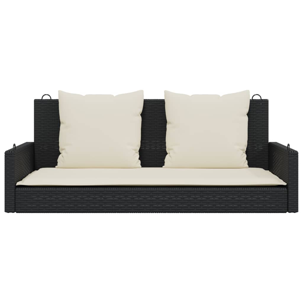 gyngebænk med hynder sort 119x56x48 cm polyrattan