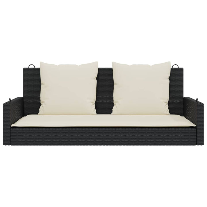 gyngebænk med hynder sort 119x56x48 cm polyrattan