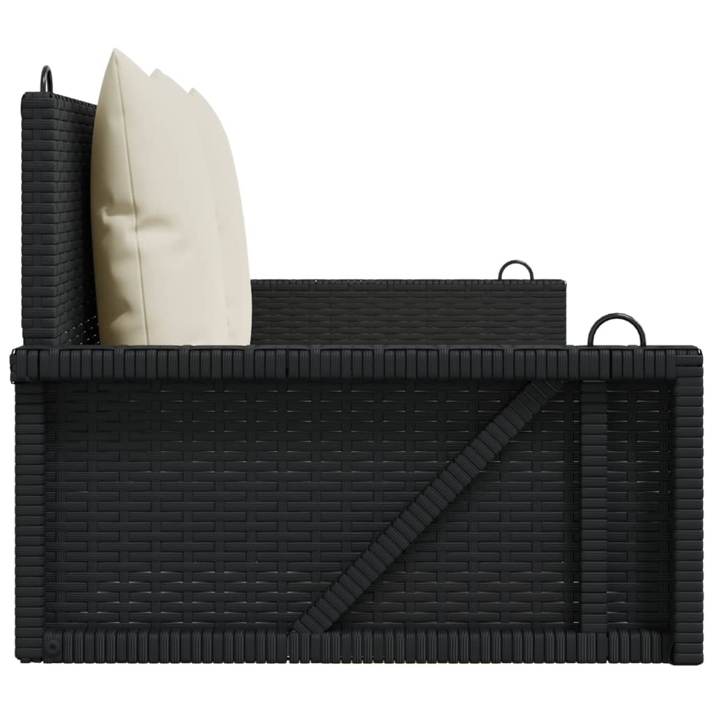 gyngebænk med hynder sort 119x56x48 cm polyrattan