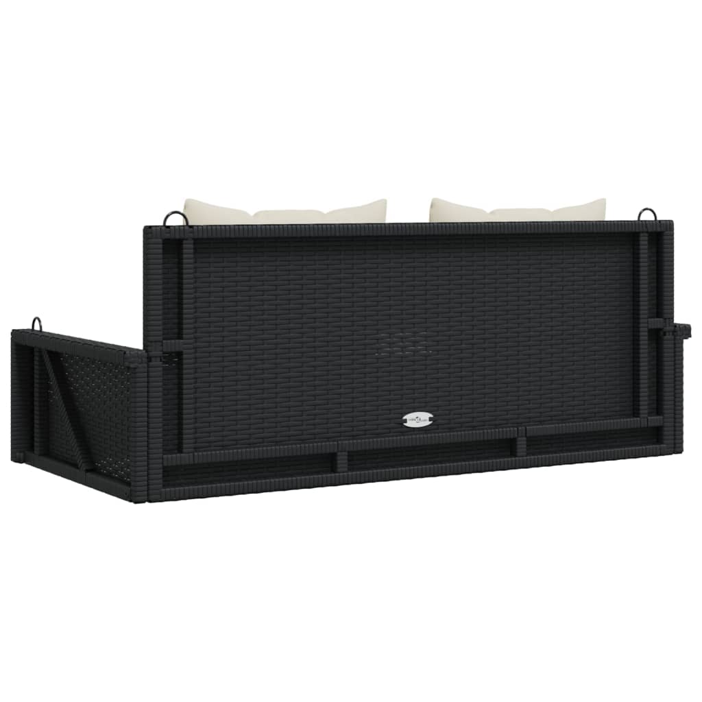 gyngebænk med hynder sort 119x56x48 cm polyrattan