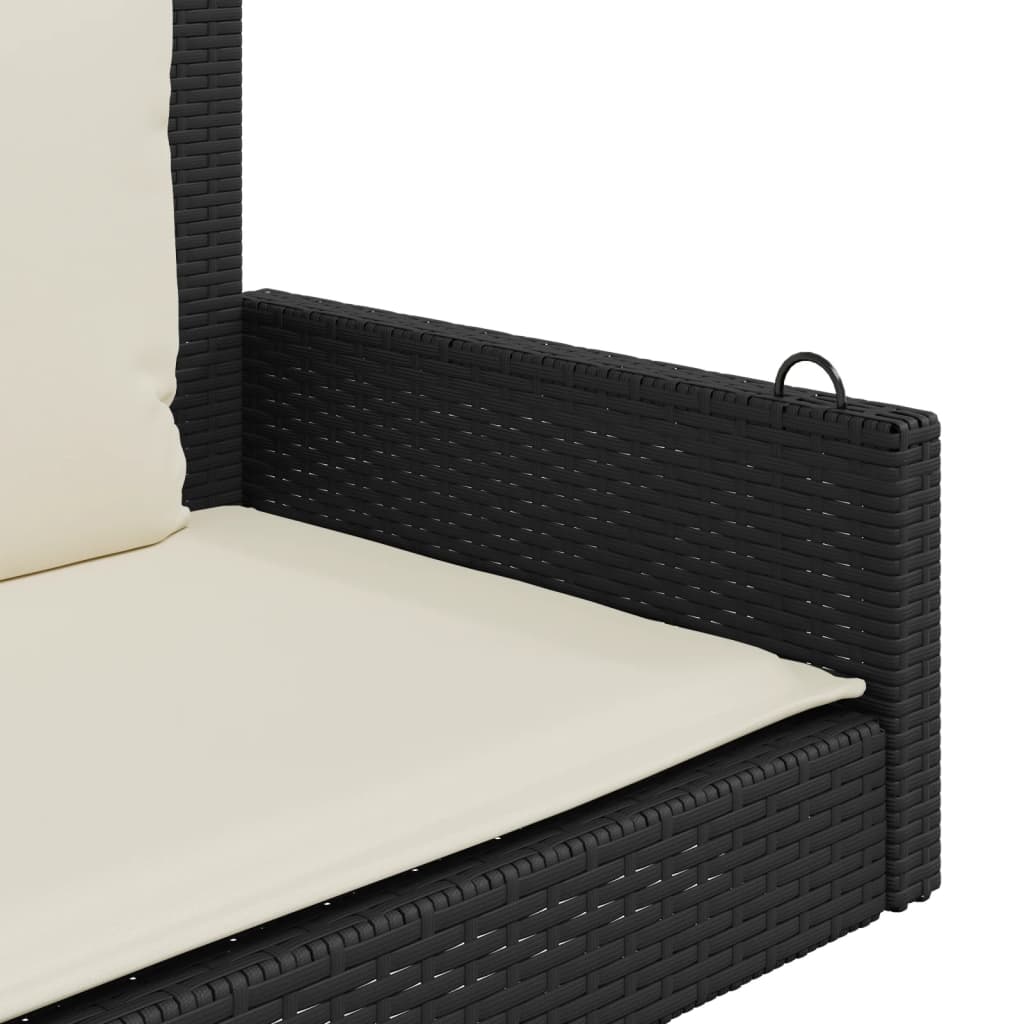 gyngebænk med hynder sort 119x56x48 cm polyrattan