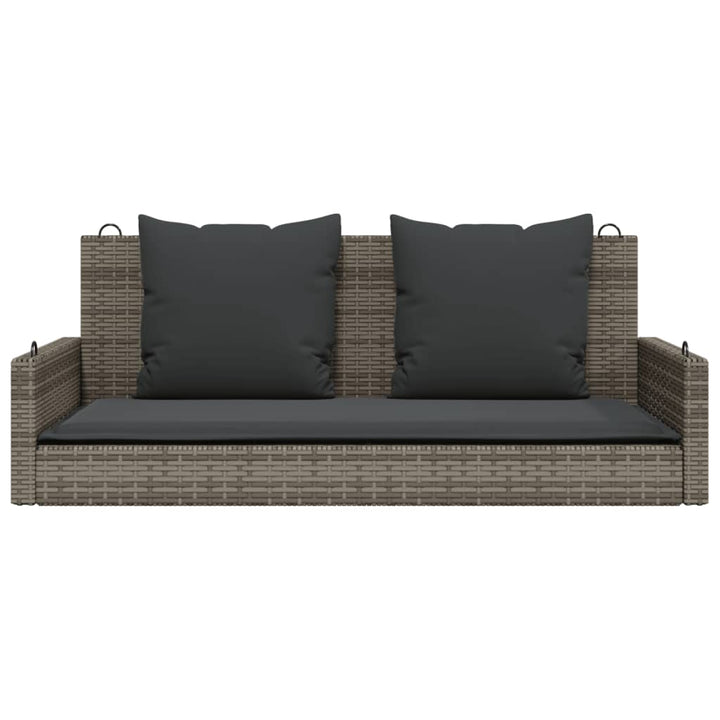 gyngebænk med hynder 119x56x48 cm polyrattan grå