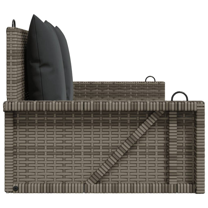 gyngebænk med hynder 119x56x48 cm polyrattan grå