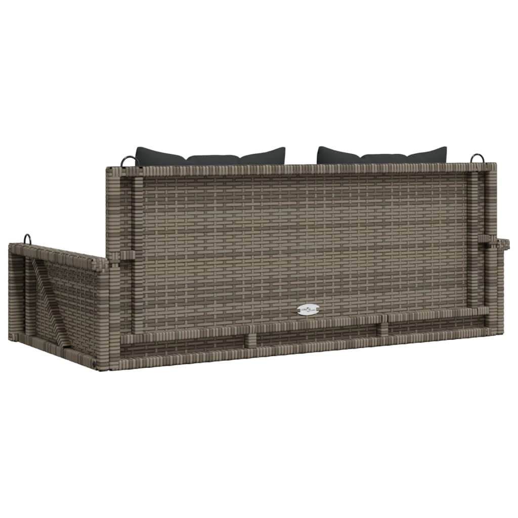gyngebænk med hynder 119x56x48 cm polyrattan grå