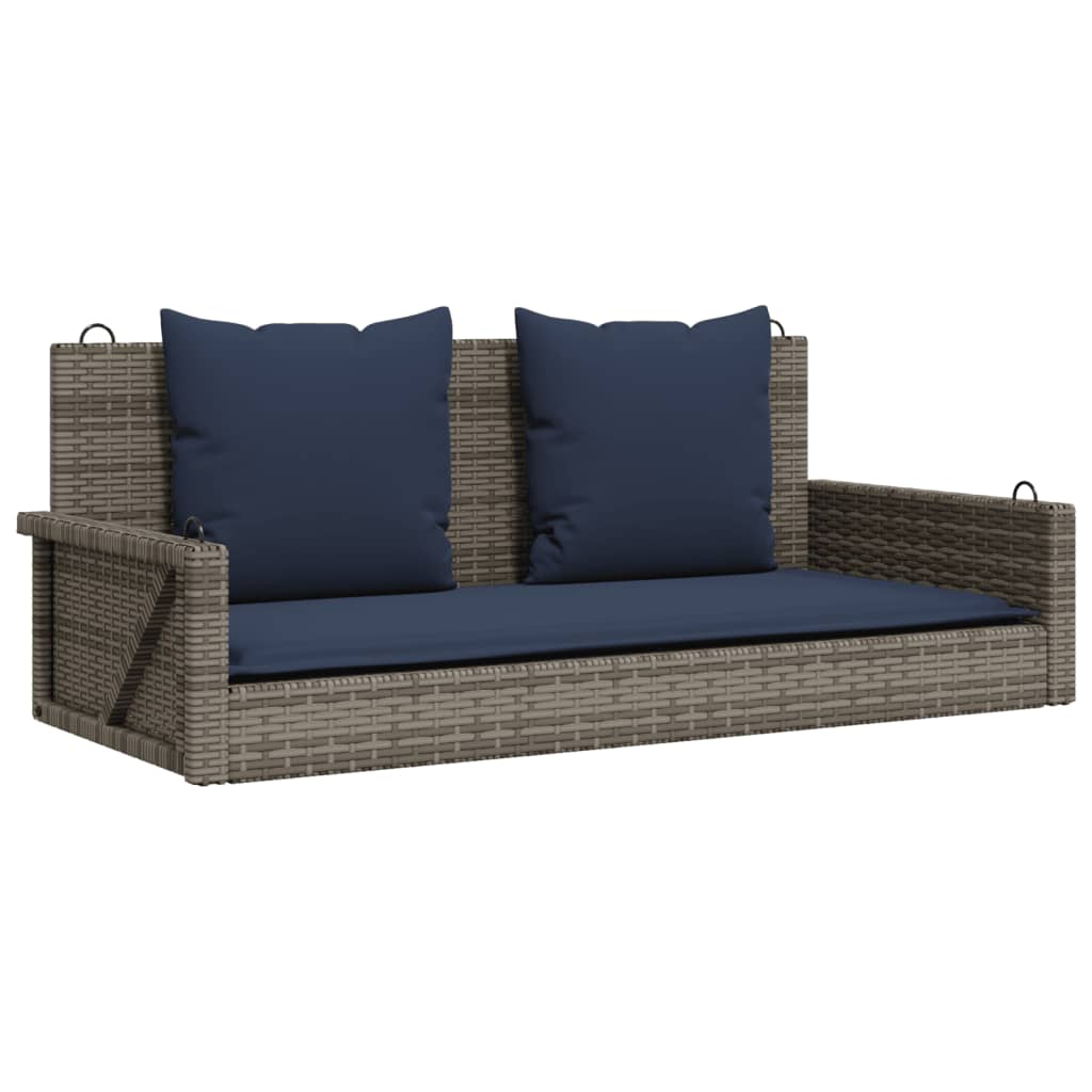 gyngebænk med hynder grå 119x56x48 cm polyrattan