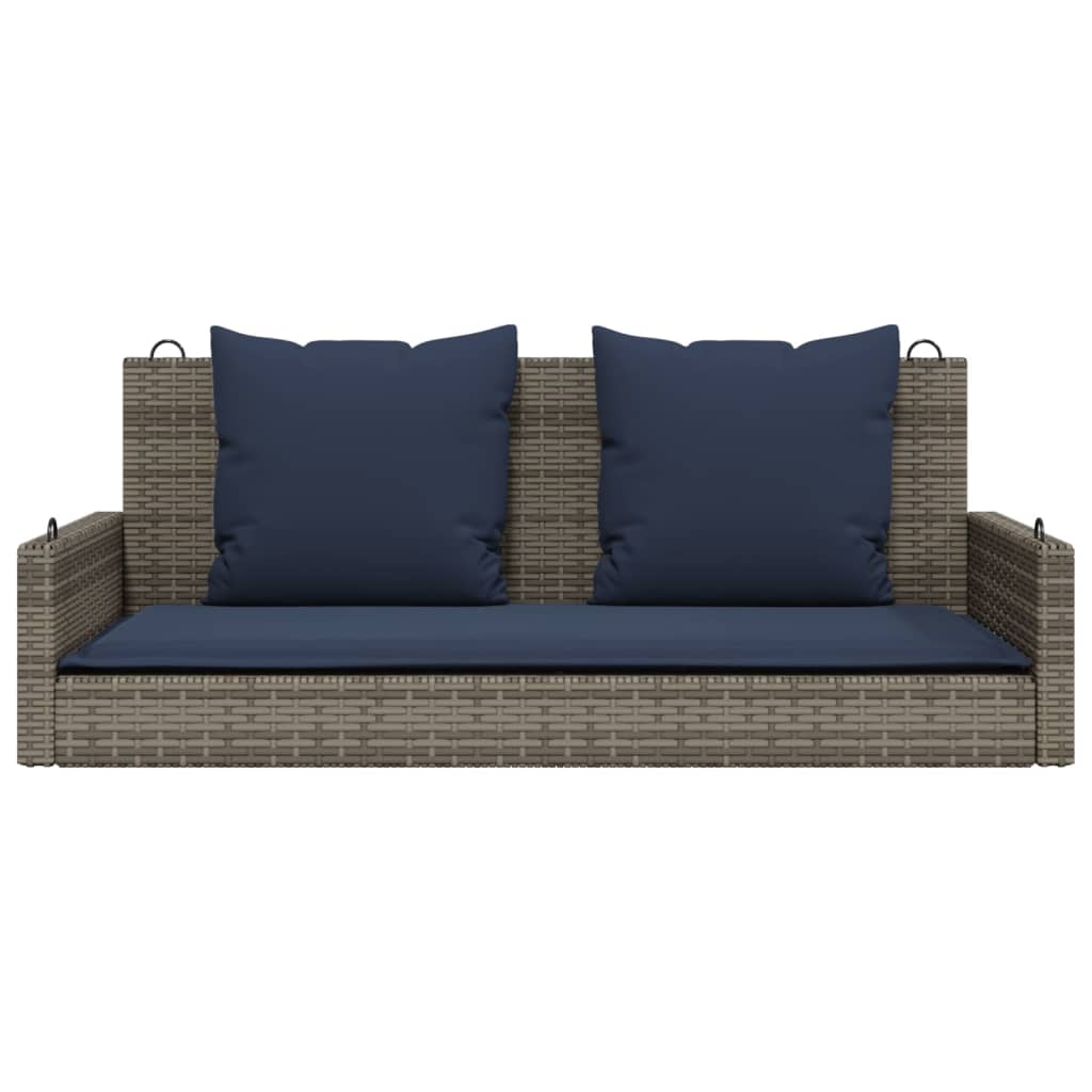 gyngebænk med hynder grå 119x56x48 cm polyrattan