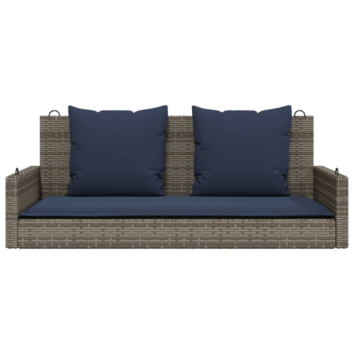 gyngebænk med hynder grå 119x56x48 cm polyrattan
