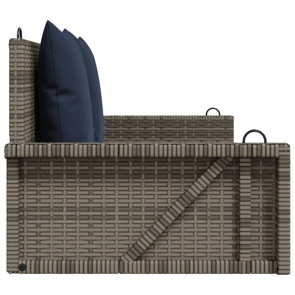 gyngebænk med hynder grå 119x56x48 cm polyrattan